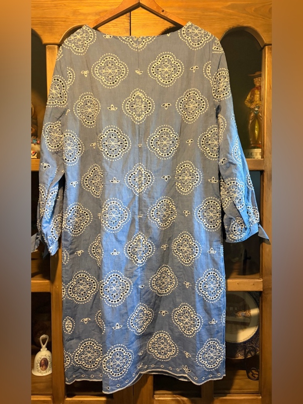 Talbots Tie Sleeve Eyelet Chambray Dress NWT Size 10 - Picture 11 of 12